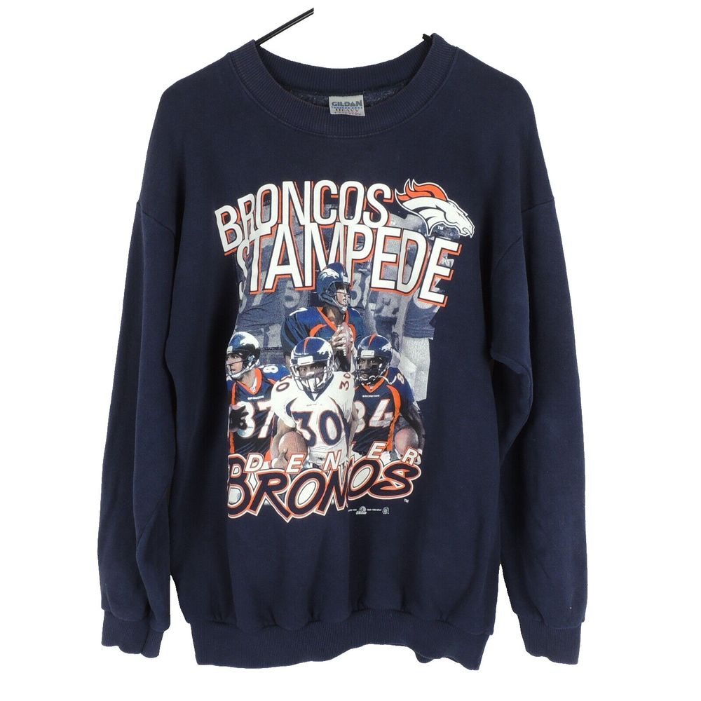Vintage Denver Broncos Sweatshirt Unisex Adult Size Large Blue